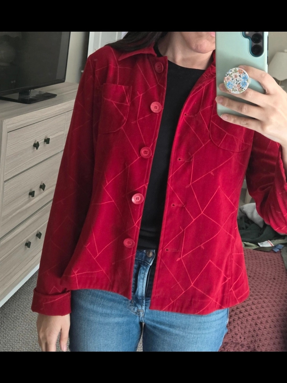 Harvé Benard Deep Red Velvet Top
